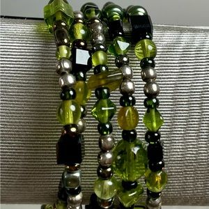 Green beaded wrap around bracelet